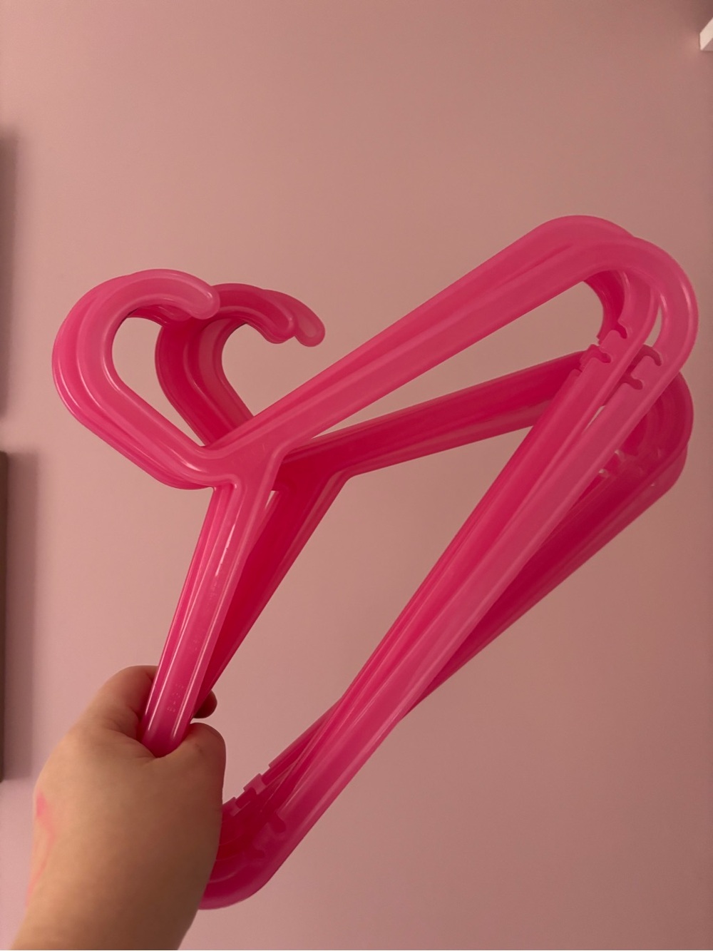 Bright Pink Plastic Clothing Hangers - Set of 9 (Baby / Kids Size)